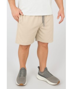 Short Bermuda Tactel Elastano Extra Grande Plus size Liso Bege